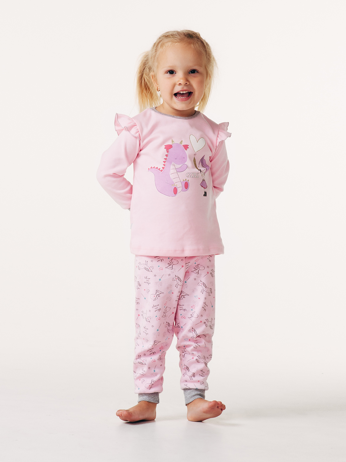 Пижама с кнопкой для девочки, арт.104247, возраст от 12 до 18 месяцев