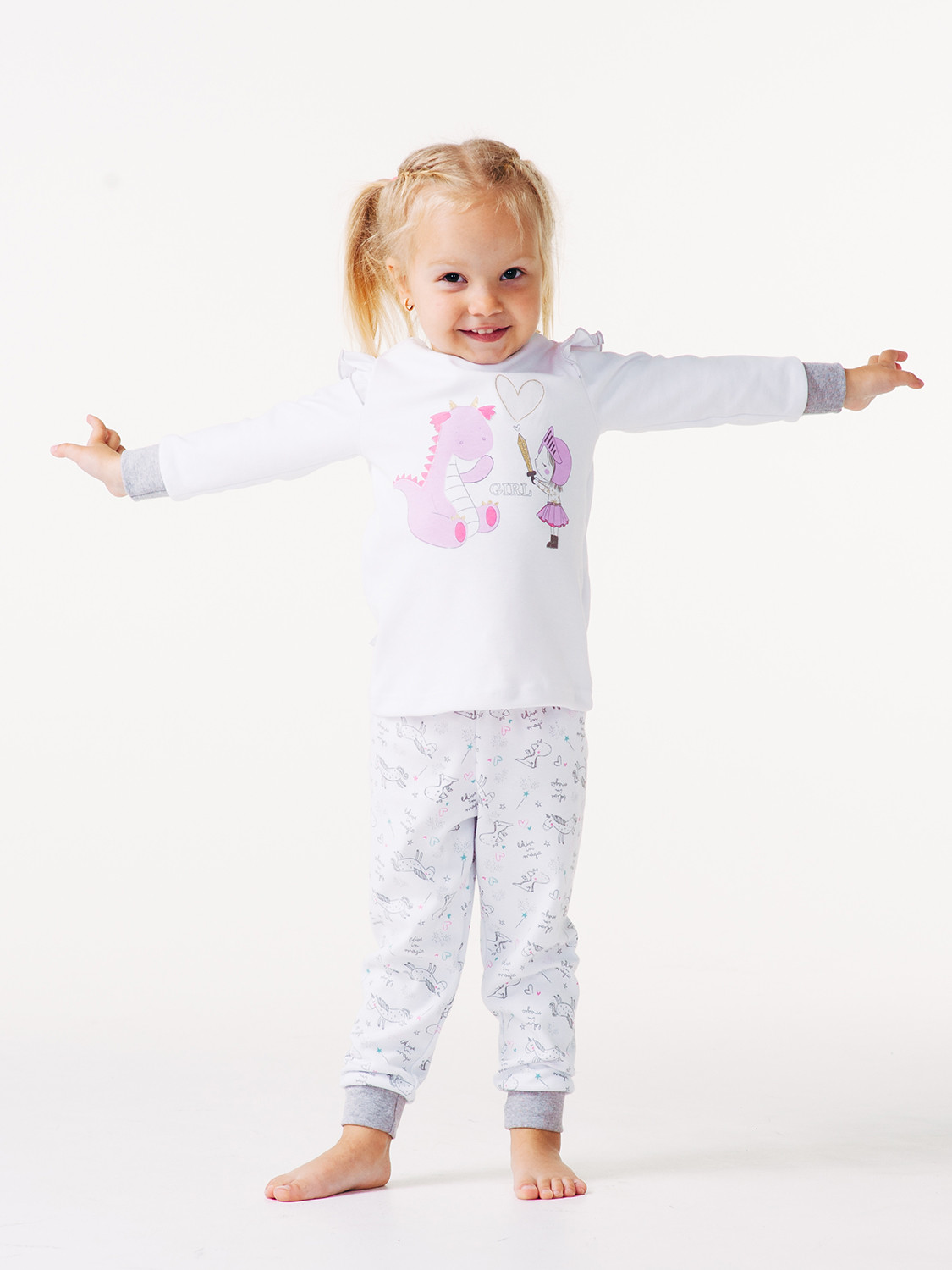 Пижама с кнопкой для девочки, арт.104247, возраст от 12 до 18 месяцев